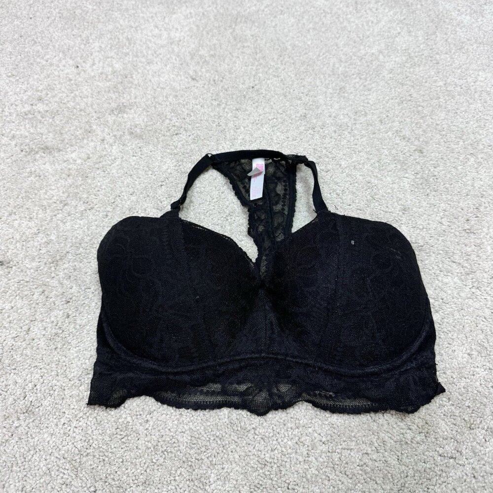 PINK Push Up Bra Lace Underwired Black Women’s Size Small (D-DD)